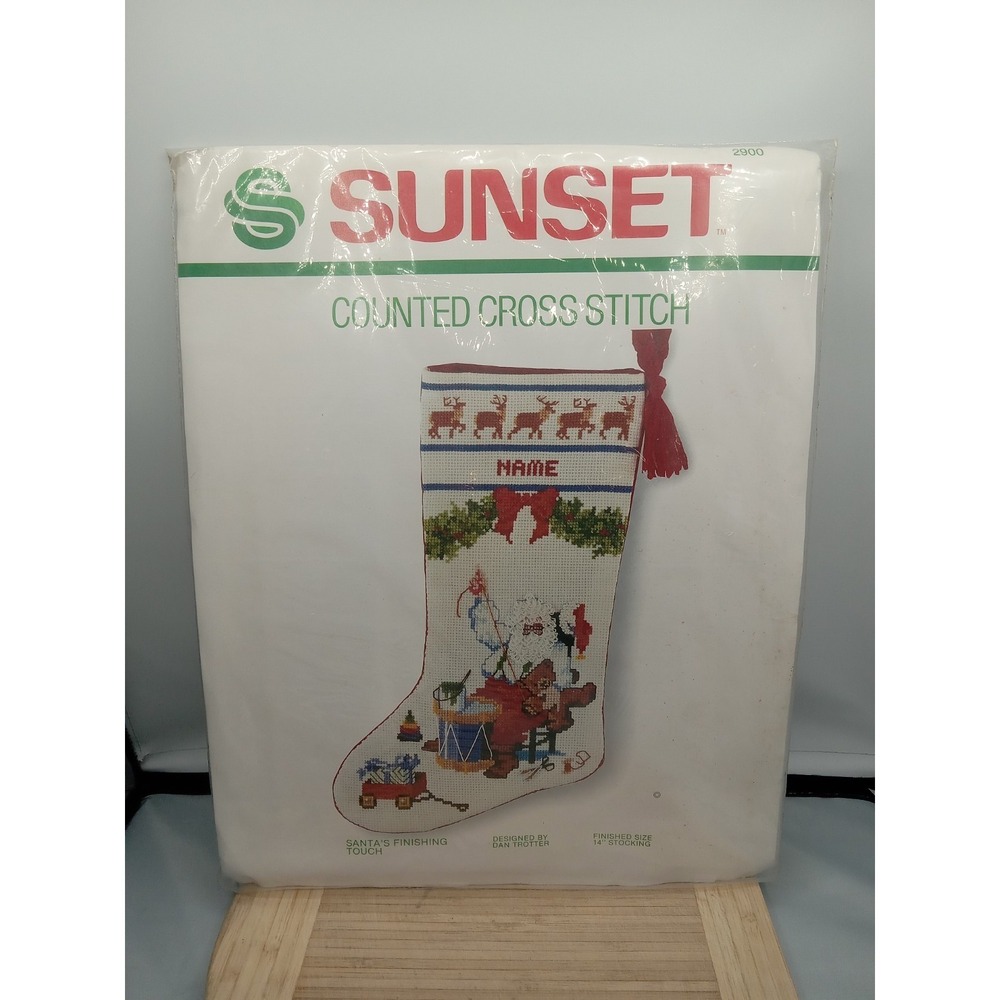 Sunset Christmas Stocking Santa's Finishing Touch Counted Cross Stitch Kit #2900